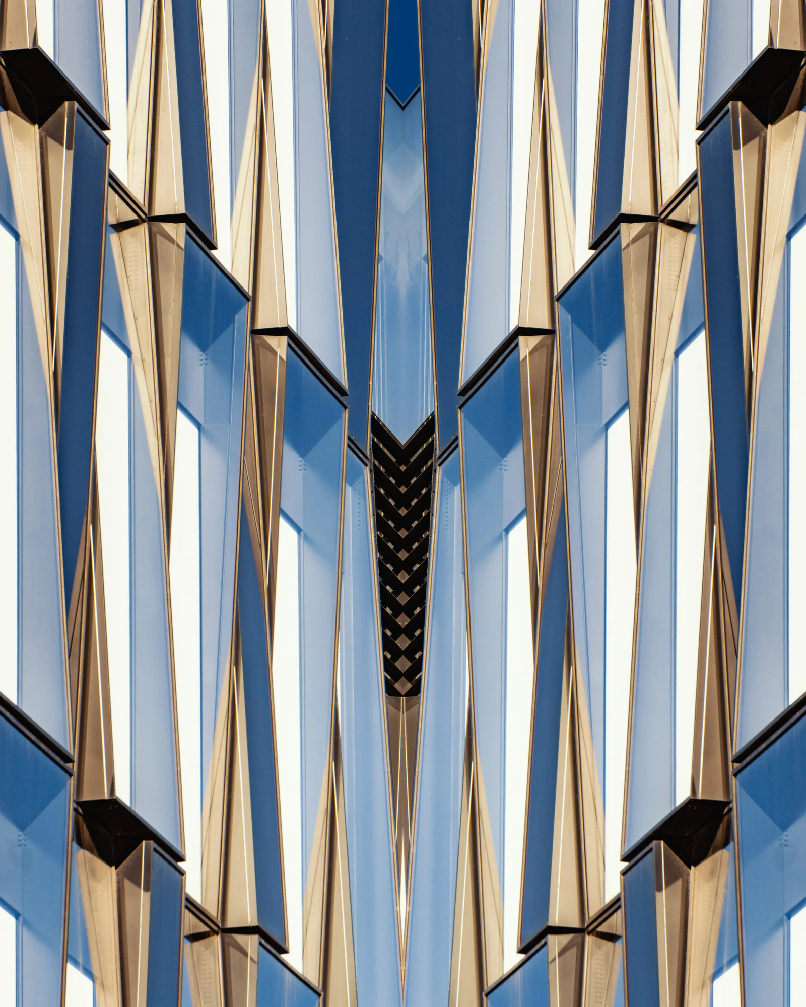 Kaleidoscopic, symmetrical composition of a glass facade, large-format limited edition art print