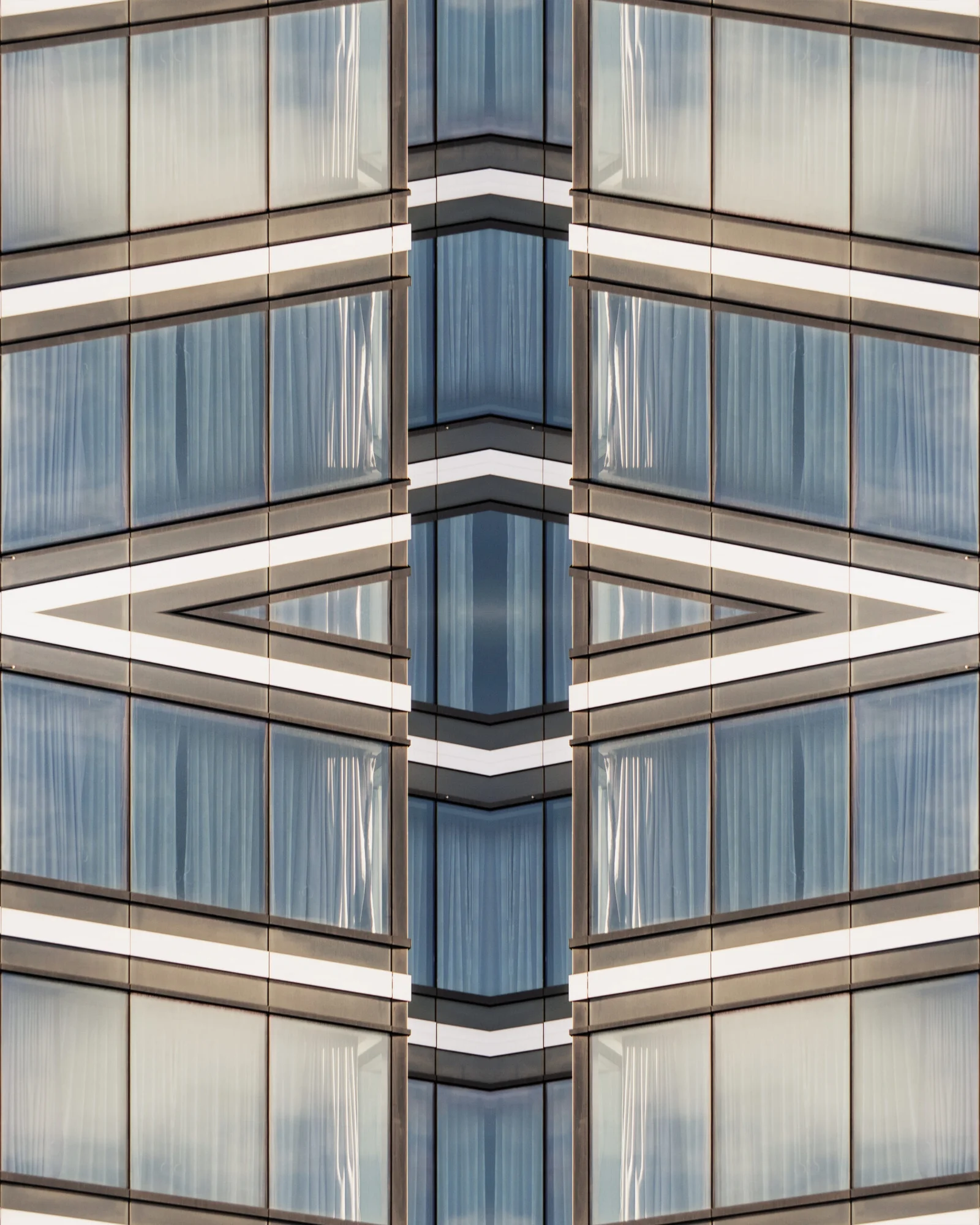 Kaleidoscopic, symmetrical composition of a glass facade, large-format limited edition art print
